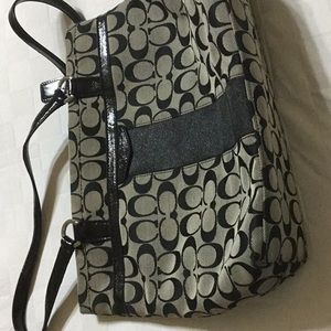 Coach black and grey stripe purse